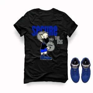 Air Jordan 5 Blue Suede black T (Secure the bag)