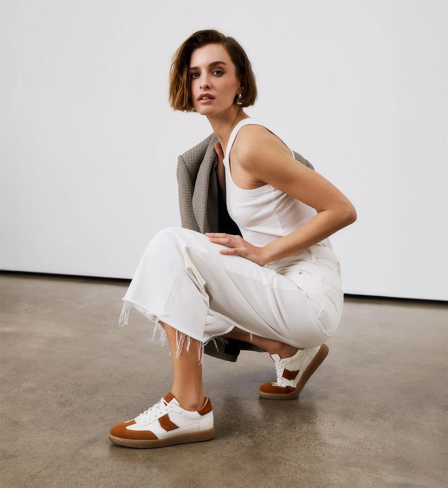 Amakihi Ecru & Camel Leather Sneakers