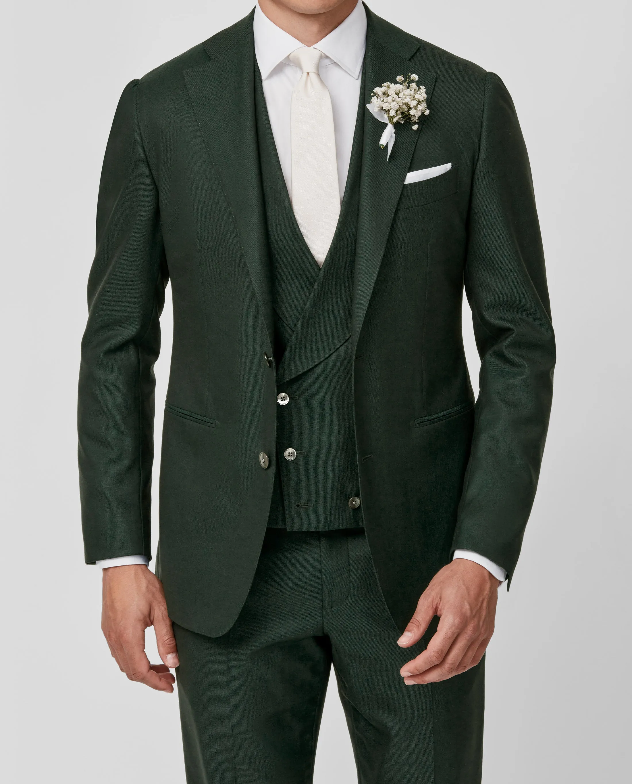 Angelico 365 Doppio Ritorto S130 Wool Twill Dark Green