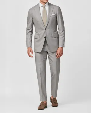 Angelico 365 Doppio Ritoto S130 Merino Wool Taupe with Tonal Micro Check