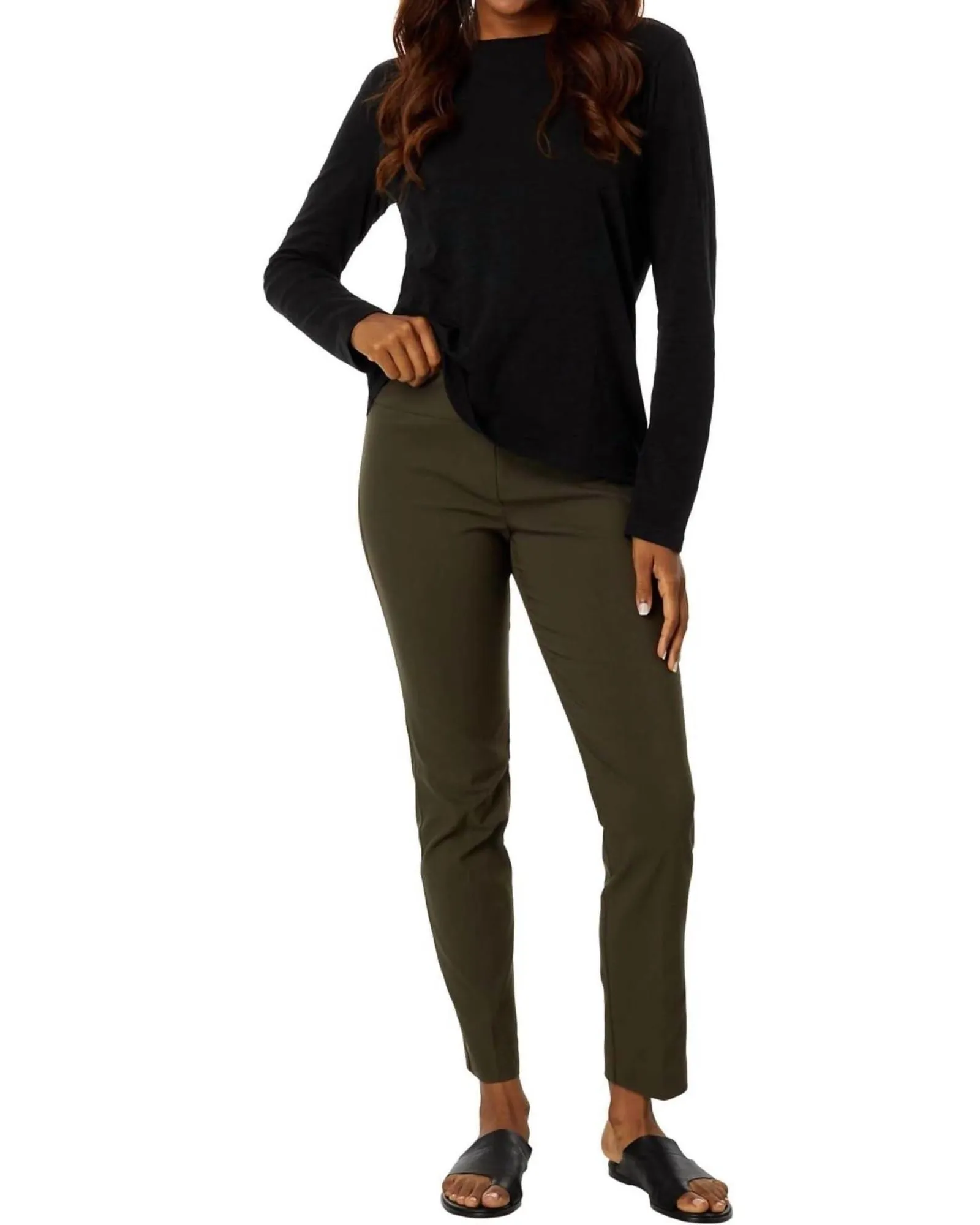Ankle Slit Pull On Pant In Olive | Olive