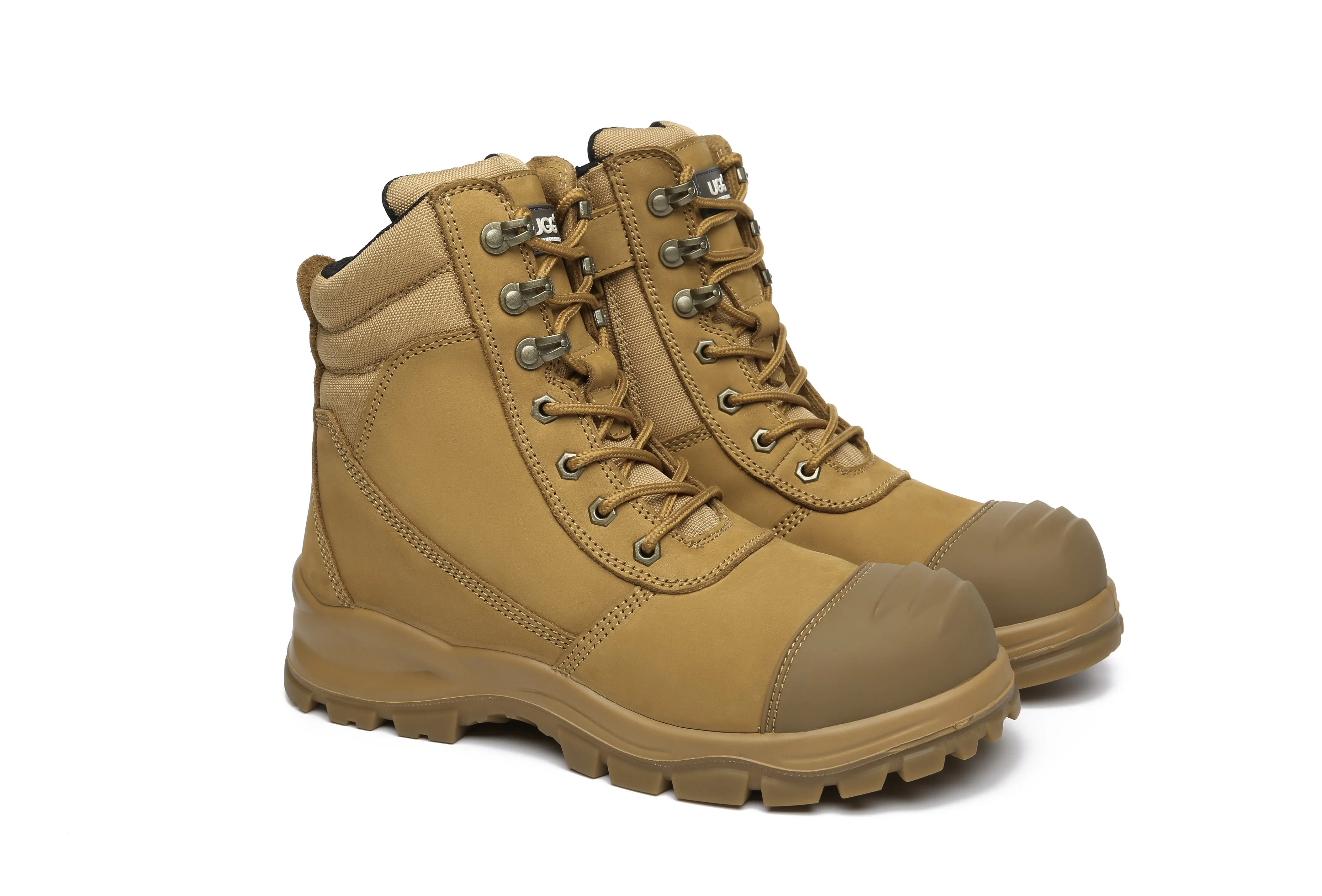 Australian Shepherd® Work Safety Boots Mens Leo Lace Up Zip Steel Toe with Wool Insole