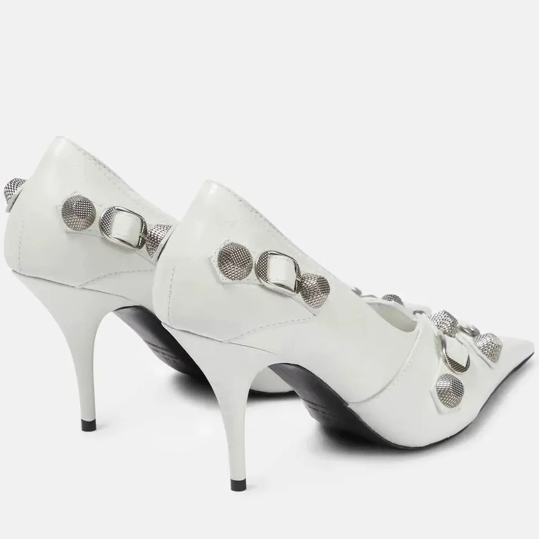 Balenciaga White Cagole Cracked Pumps