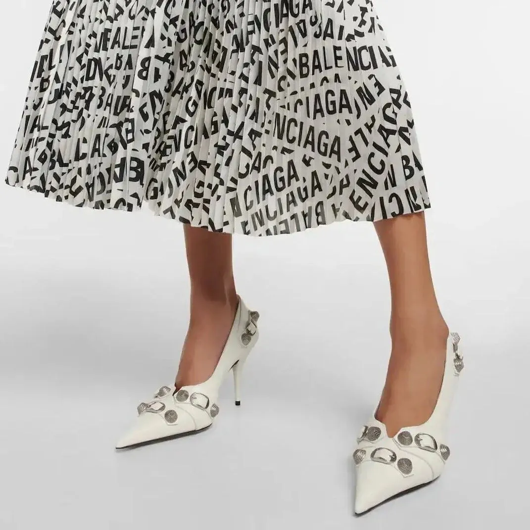 Balenciaga White Cagole Cracked Pumps