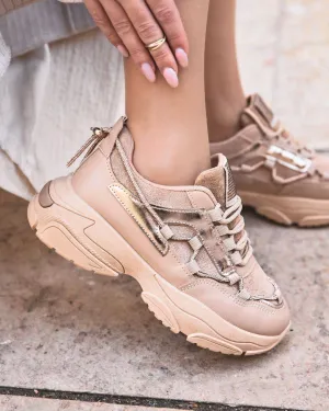 Basket femme camel à lacets sneakers - Siena