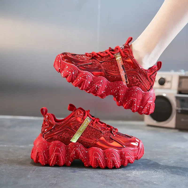 Belifi Crystal Sequin Platform Sneakers