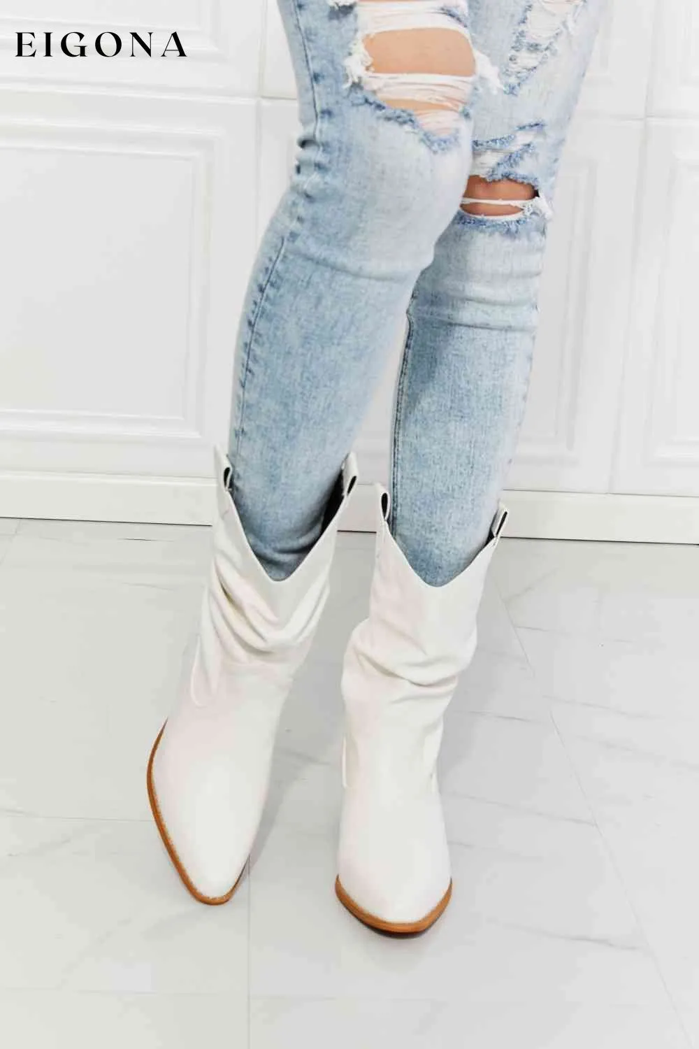Better in Texas Scrunch Cowboy Boots in White