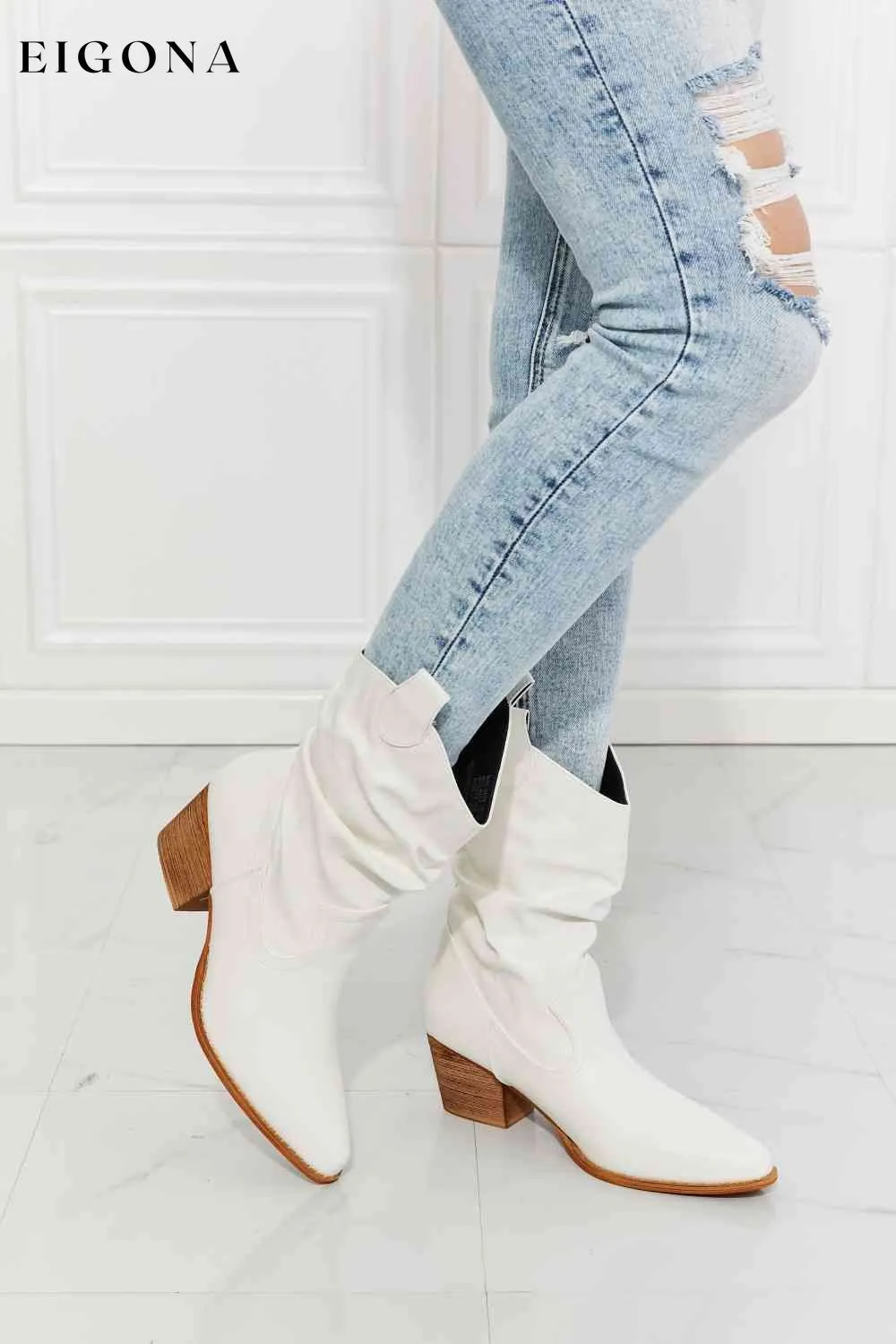 Better in Texas Scrunch Cowboy Boots in White