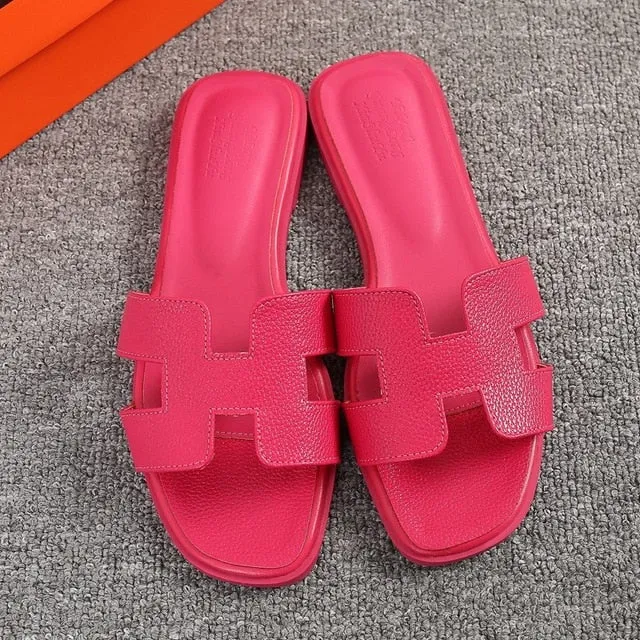 Brand Women H Slippers   Outdoor Versatile Slippers Wear Flat Flip-flops