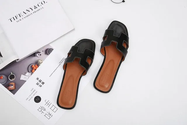 Brand Women H Slippers   Outdoor Versatile Slippers Wear Flat Flip-flops