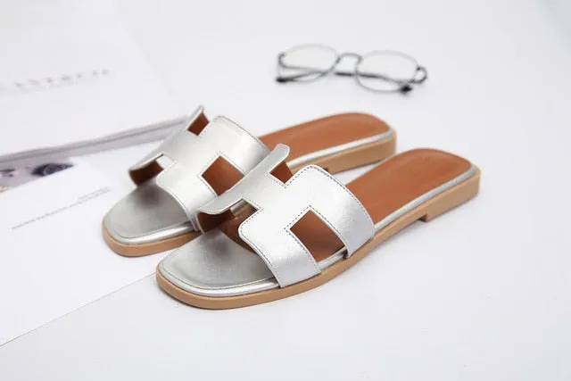 Brand Women H Slippers   Outdoor Versatile Slippers Wear Flat Flip-flops