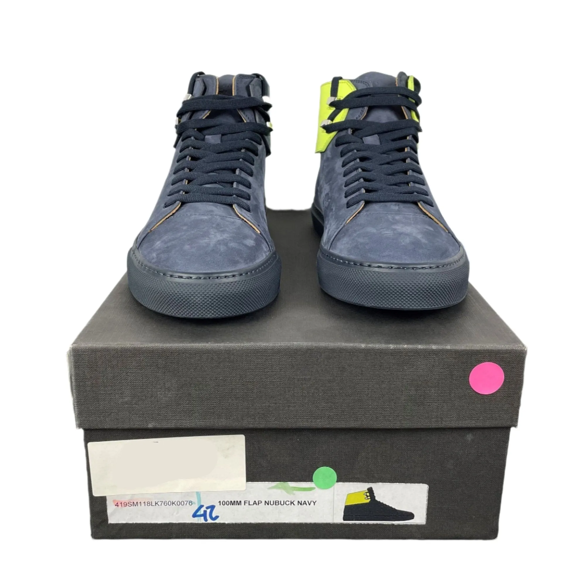 Buscemi Mens 100MM Flap Navy Nubuck Sneakers Sample