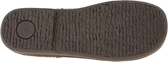 Clarks Dark Brown Knitted Collar Clog Rounded Closed Toe Slipper-Wide