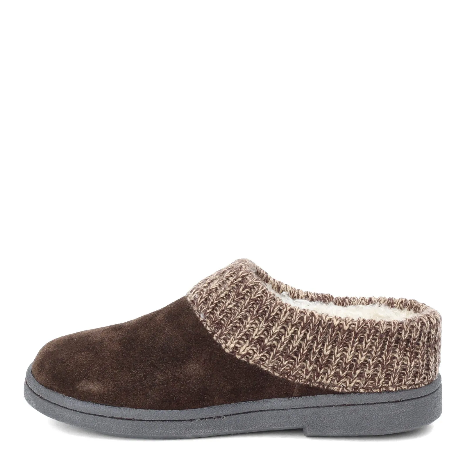 Clarks Dark Brown knitted Collar Winter Clog Rounded Toe Slippers