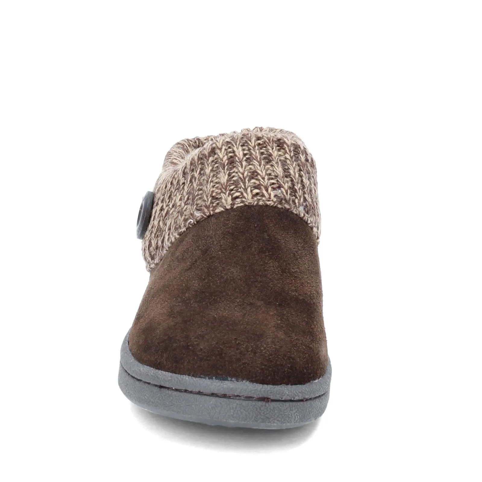 Clarks Dark Brown knitted Collar Winter Clog Rounded Toe Slippers