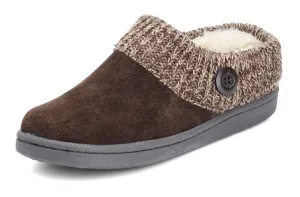 Clarks Dark Brown knitted Collar Winter Clog Rounded Toe Slippers