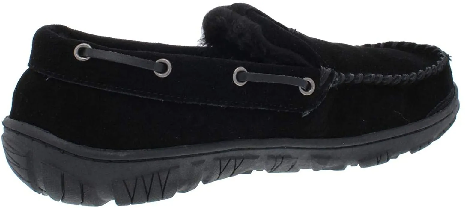 Clarks Venetian Black Suede Fur Lined Slip On Casual Loafer Moccasin Slippers