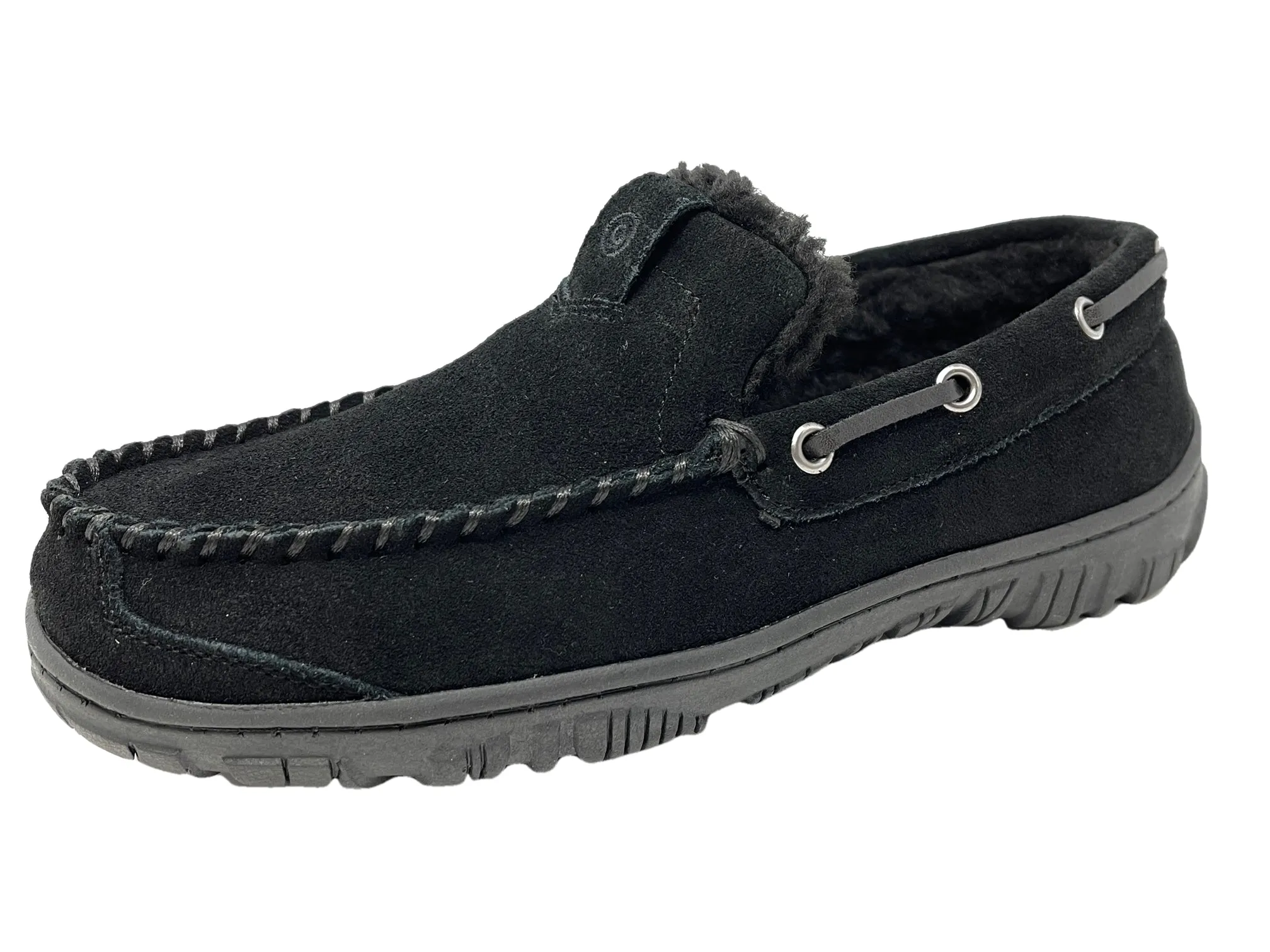 Clarks Venetian Black Suede Fur Lined Slip On Casual Loafer Moccasin Slippers