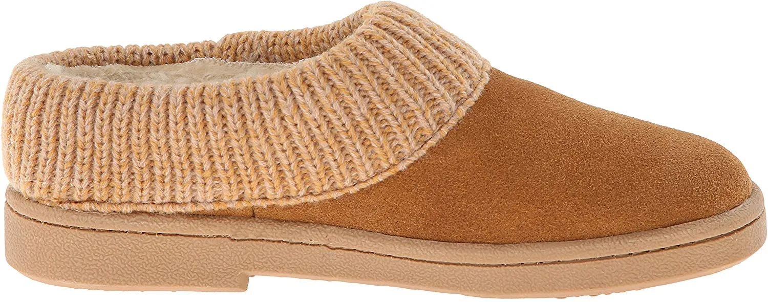 Clarks Women's Knit Scuff Leather Slipper Mules Sweater Cuff Clog (7, Cinnamon)