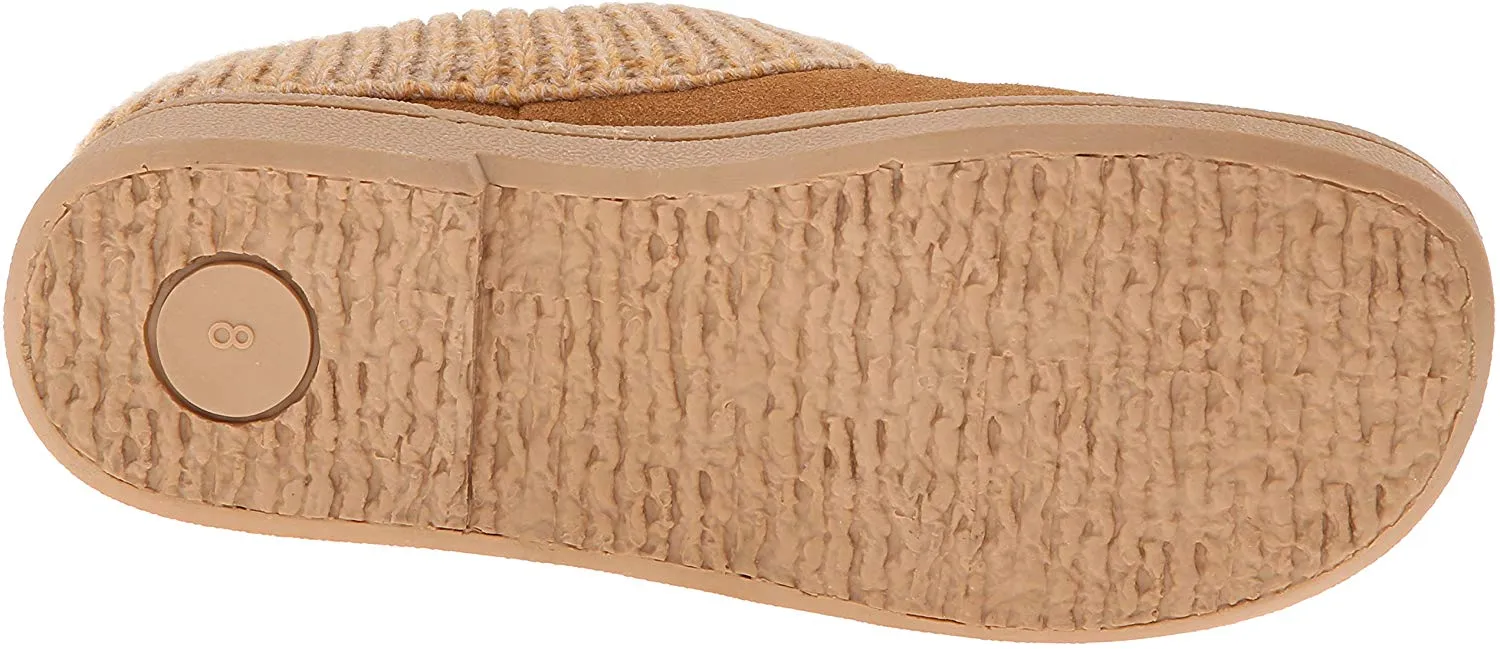 Clarks Women's Knit Scuff Leather Slipper Mules Sweater Cuff Clog (7, Cinnamon)
