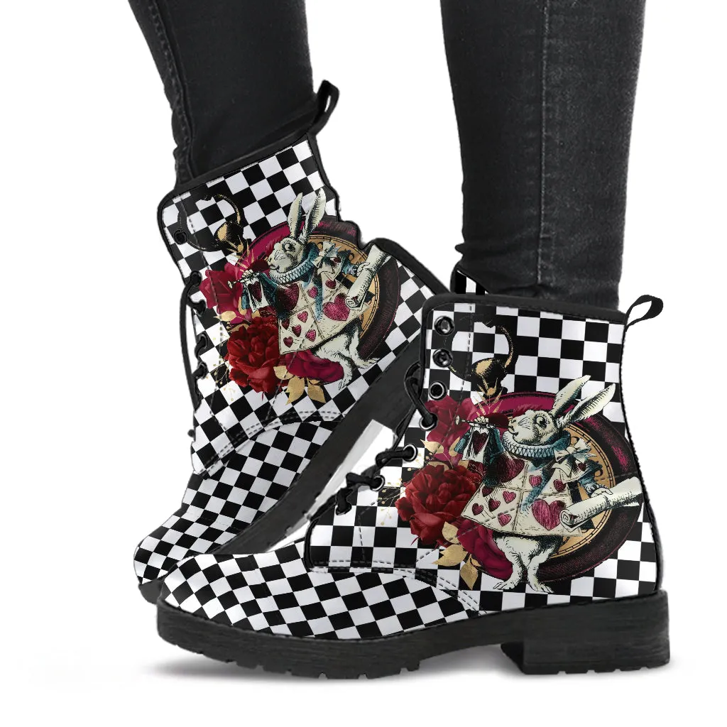Combat Boots - Alice in Wonderland Gifts #46 Colorful Series | Birthday Gifts, Gift Idea, Women's Boots, Custom Shoes
