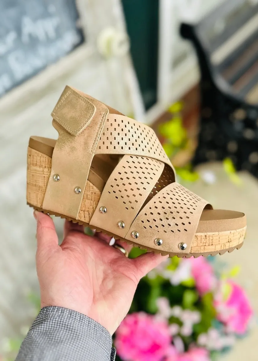 Corkys Wedge Sandals | Guilty Pleasure | Gold