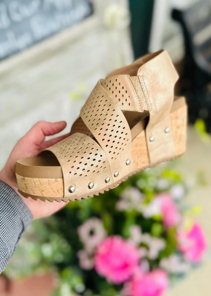 Corkys Wedge Sandals | Guilty Pleasure | Gold