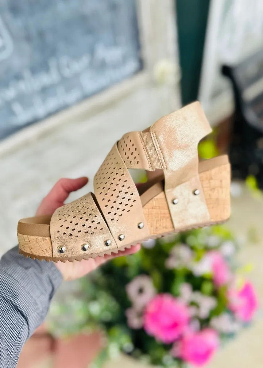 Corkys Wedge Sandals | Guilty Pleasure | Gold