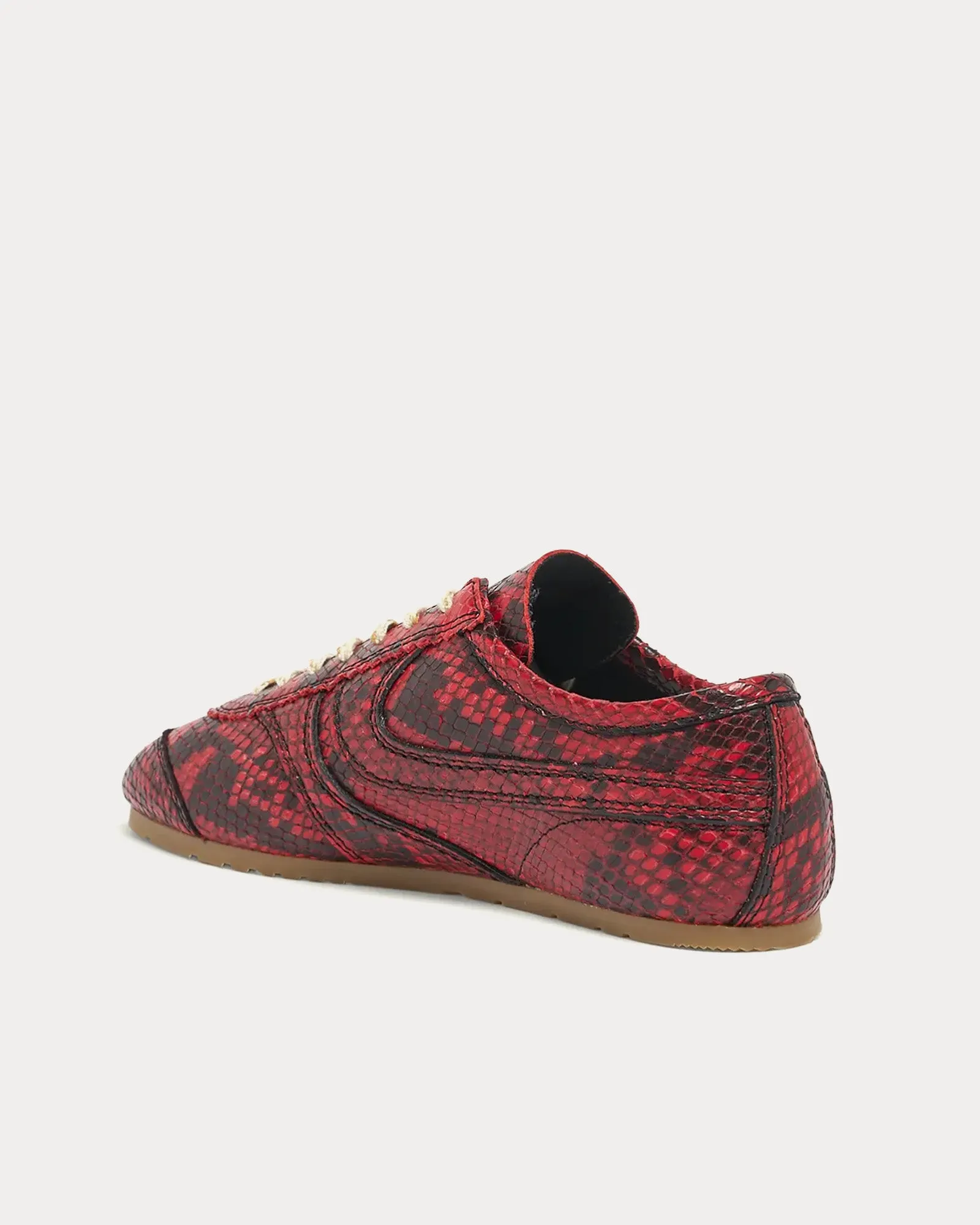 Dustin Snakeskin Printed Leather Vermillon Low Top Sneakers