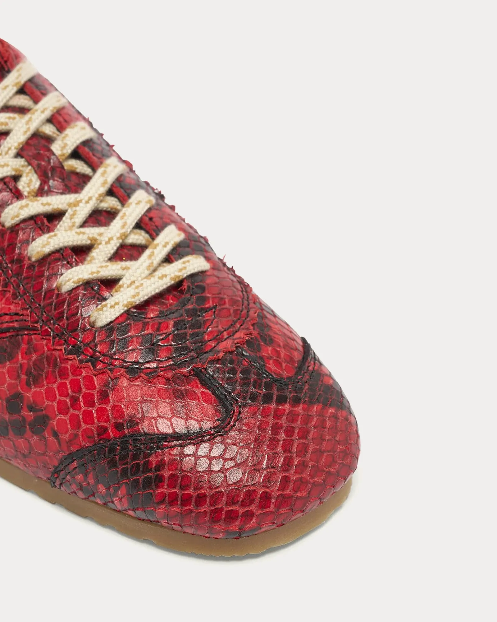 Dustin Snakeskin Printed Leather Vermillon Low Top Sneakers