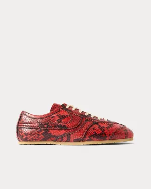 Dustin Snakeskin Printed Leather Vermillon Low Top Sneakers