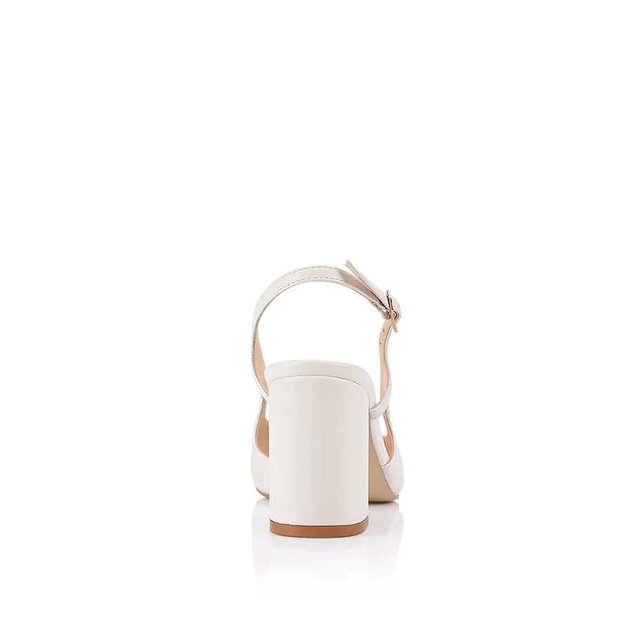 Elton Slingback Block Heels - Chalk White