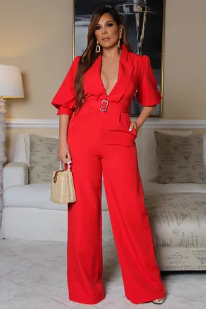 Estrella Sophisticated Belted Jumpsuit
