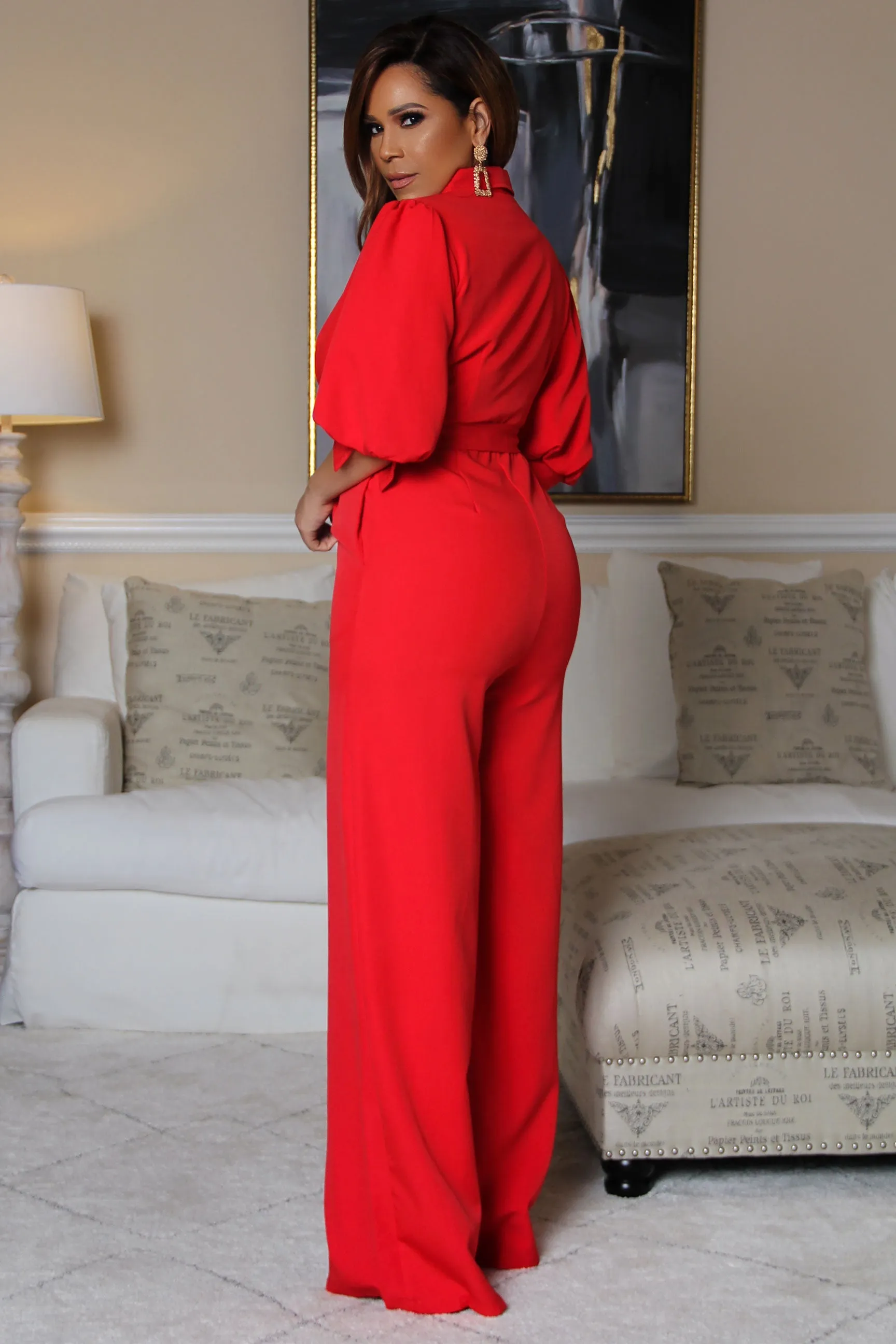 Estrella Sophisticated Belted Jumpsuit