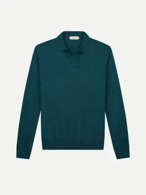 Extrafine Merino Buttonless Polo Dark Green