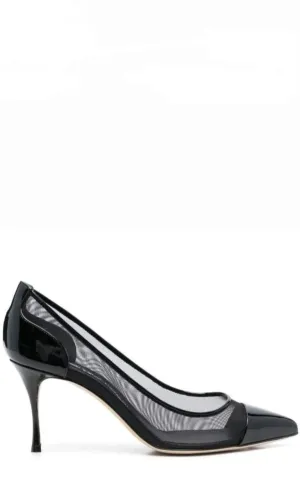 Godiva Mesh Patent Black Pump