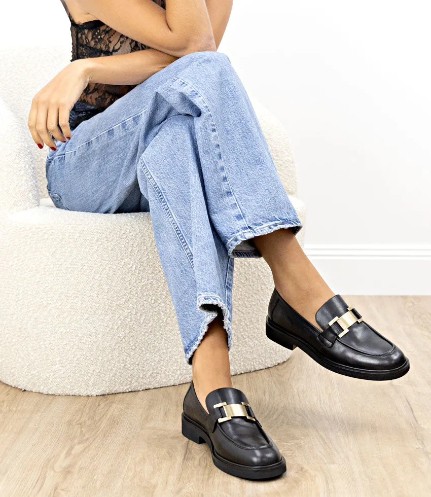 GYRO Loafer with Trim in Black Calf
