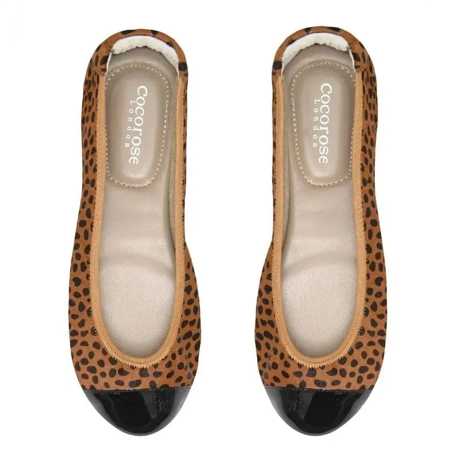 Harrow - Leopard Pony Hair with Black Cap Ballerinas