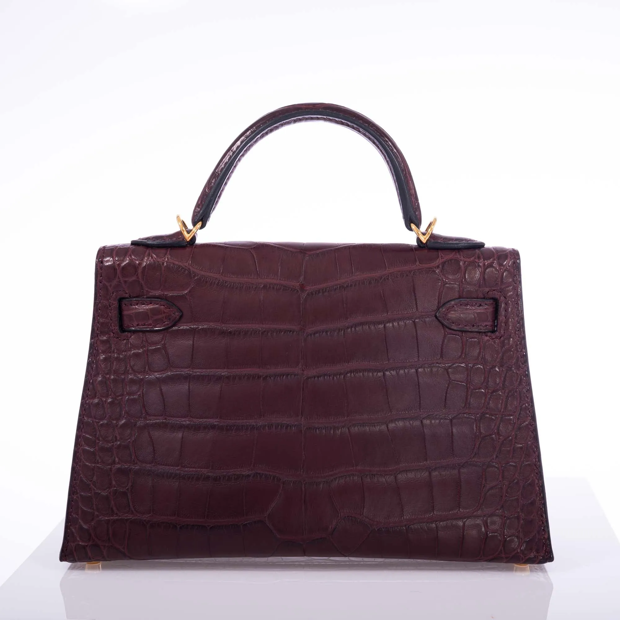 Hermès Mini Kelly II 20 Bordeaux Matte Alligator Gold Hardware