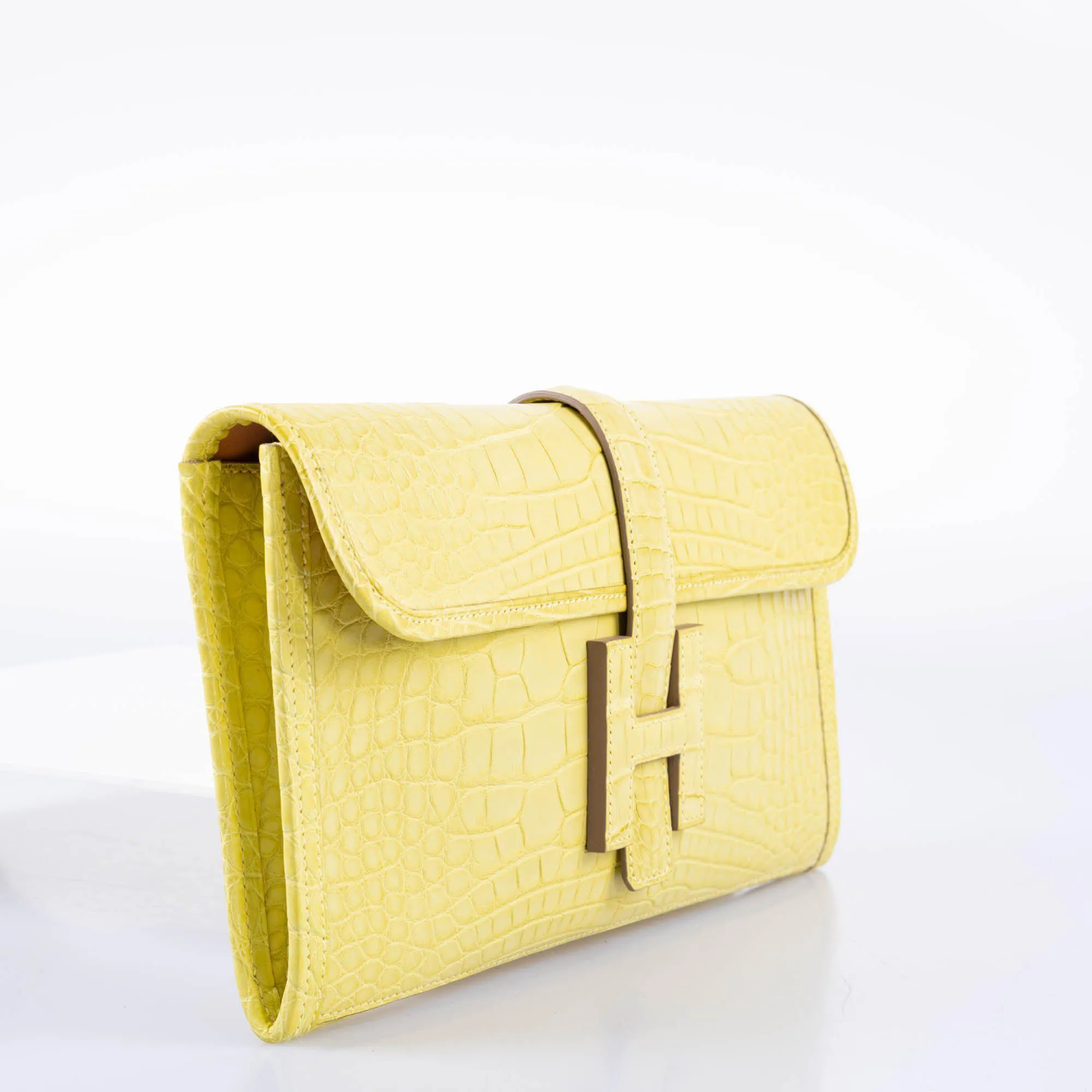 Hermès Verso Jige Elan Lime Matte Alligator and Caramel