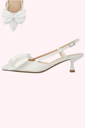 Lada White Bow Kitten Heels