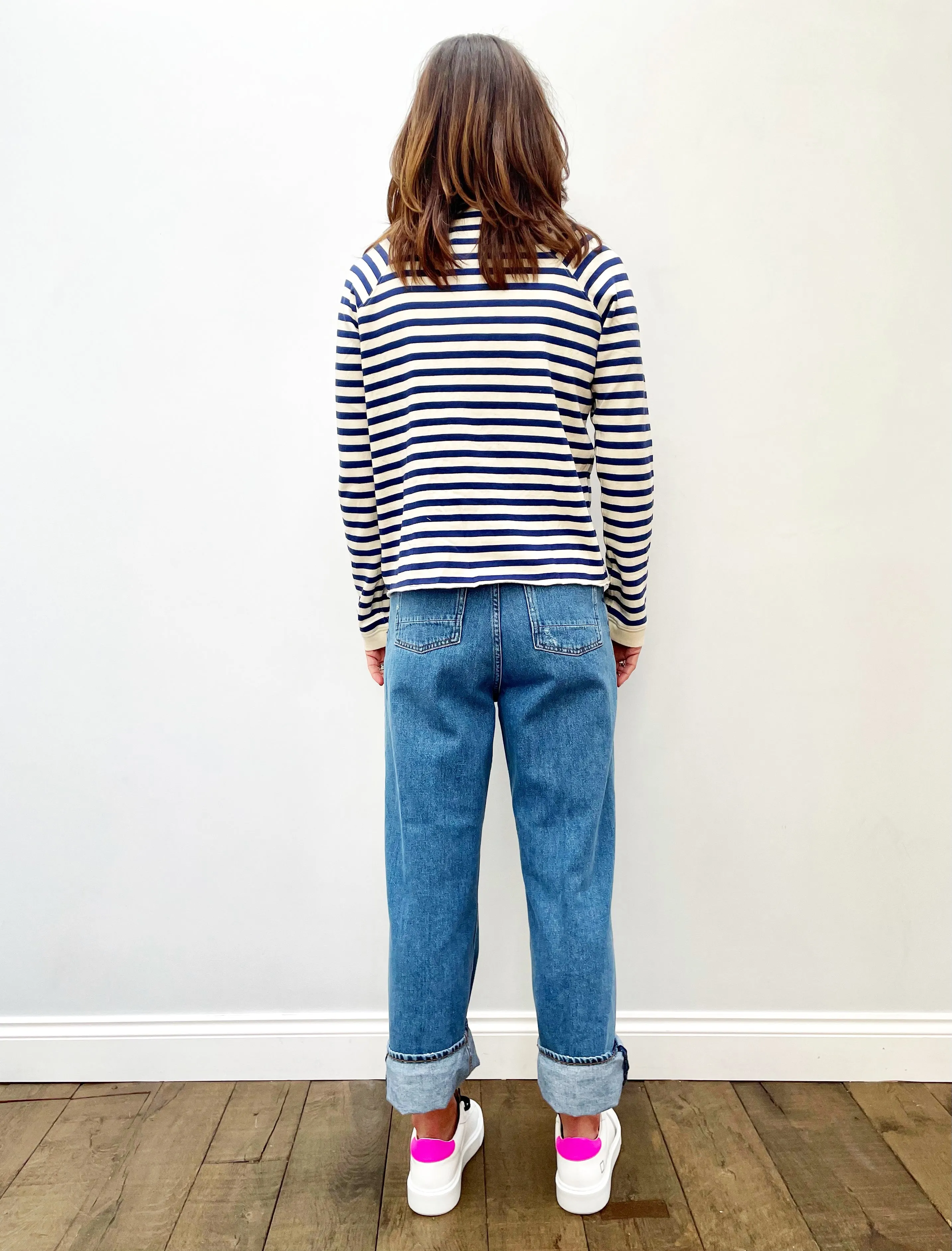 L&H Seany Striped Top in Tahitian Off White