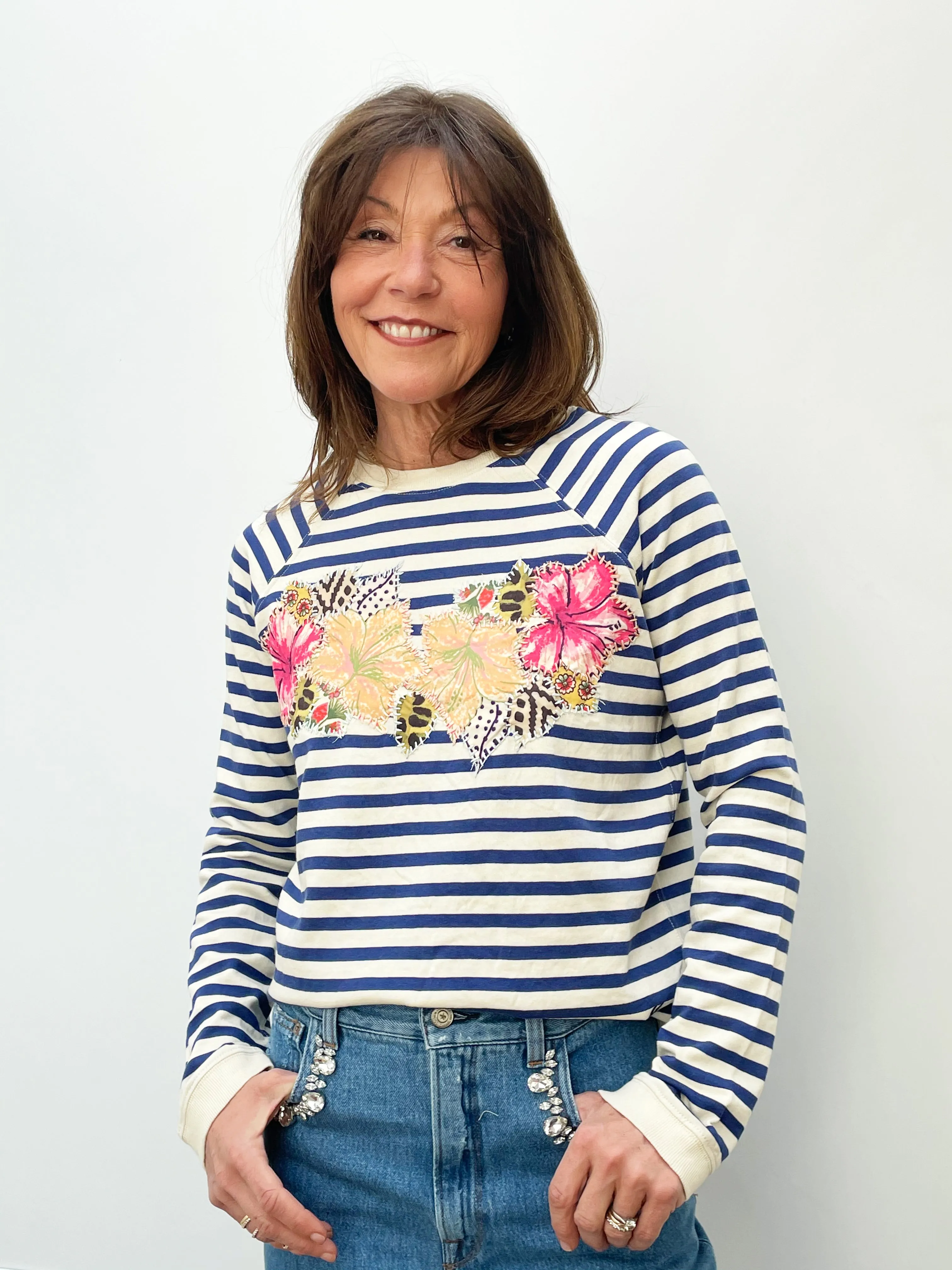 L&H Seany Striped Top in Tahitian Off White