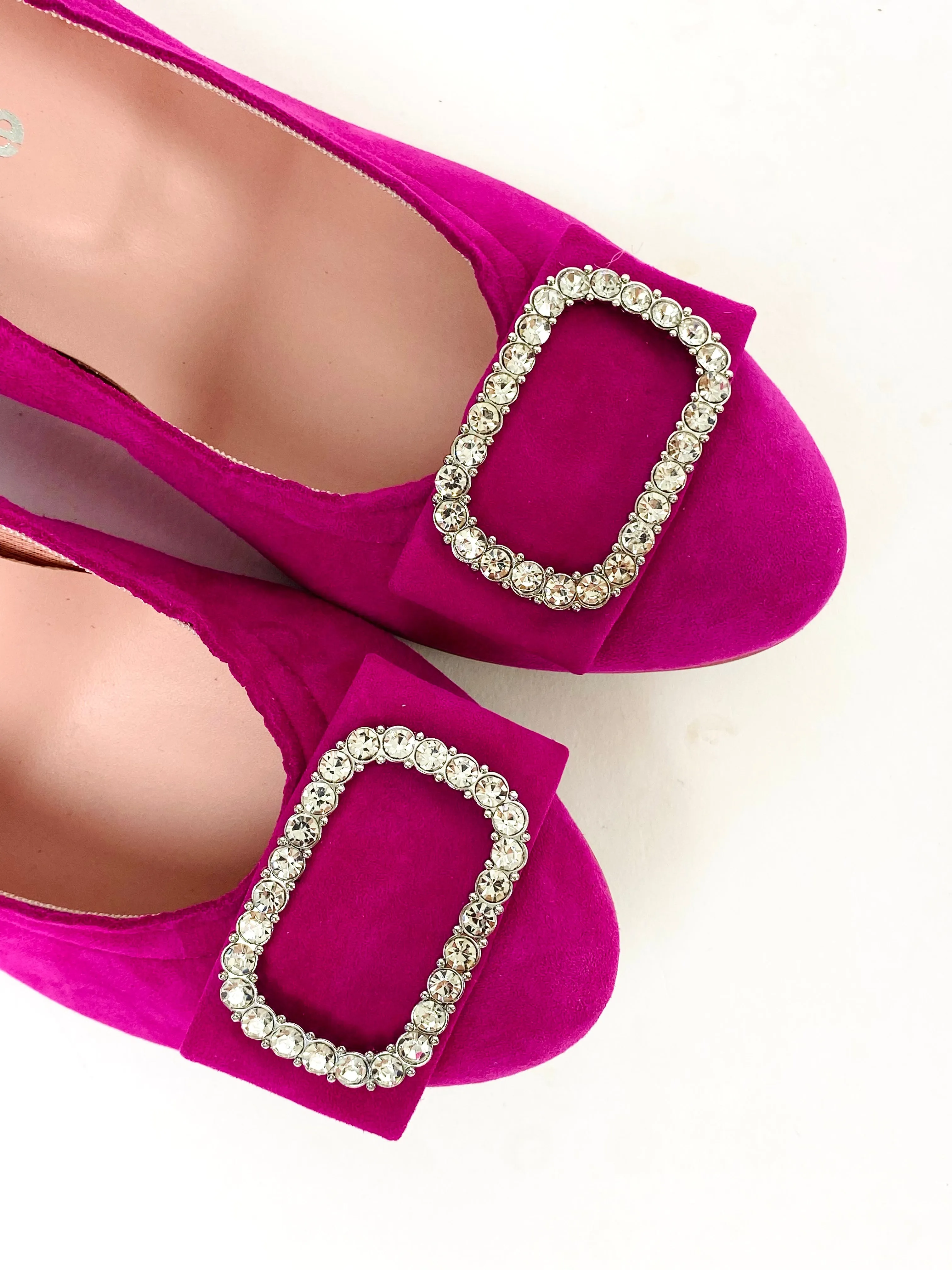 Le Babe - 3037 Fuschia Pink Diamonte kitten heel*