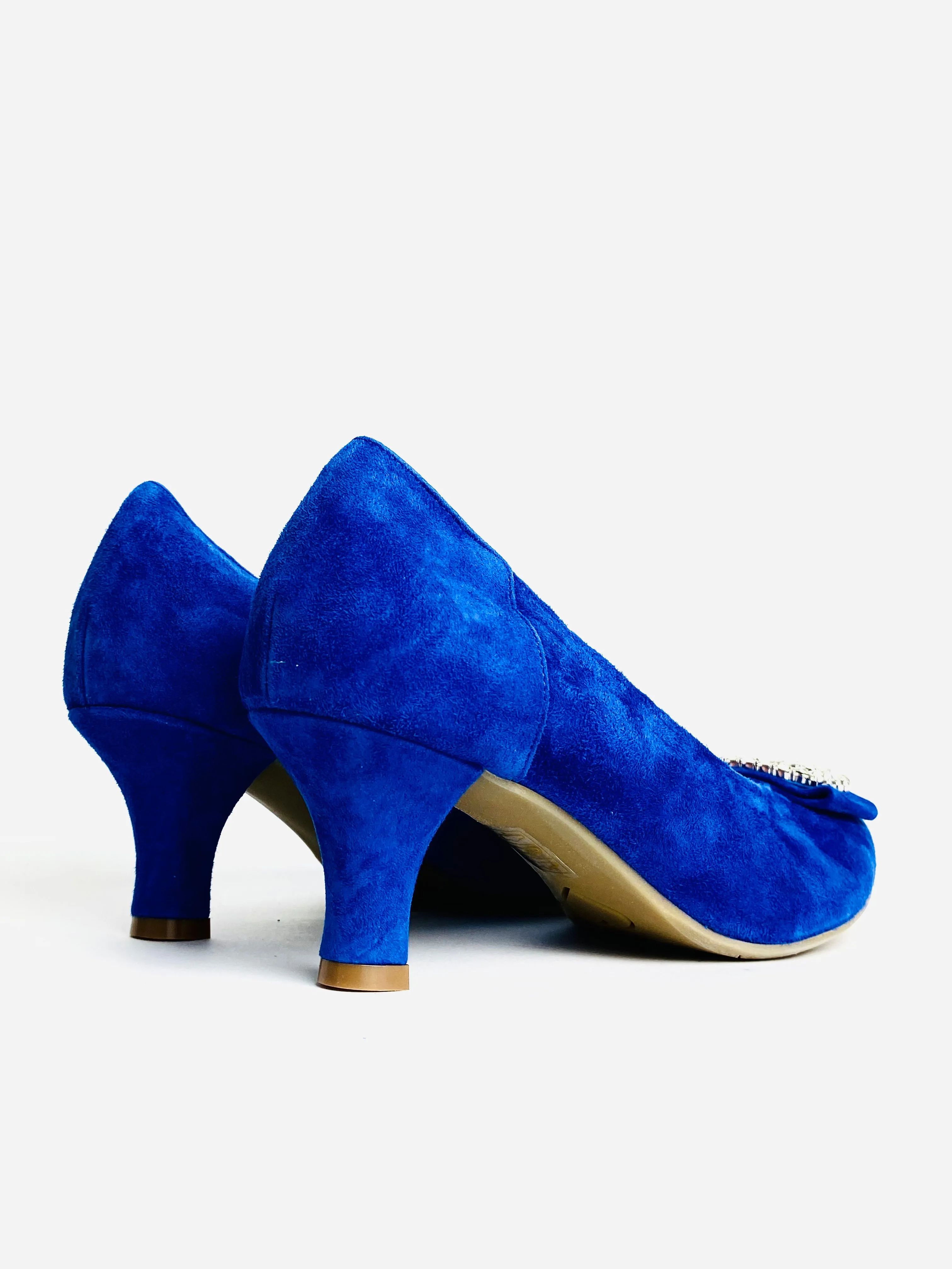 Le Babe - 3037S3 Blue Diamonte Kitten Heel Court*