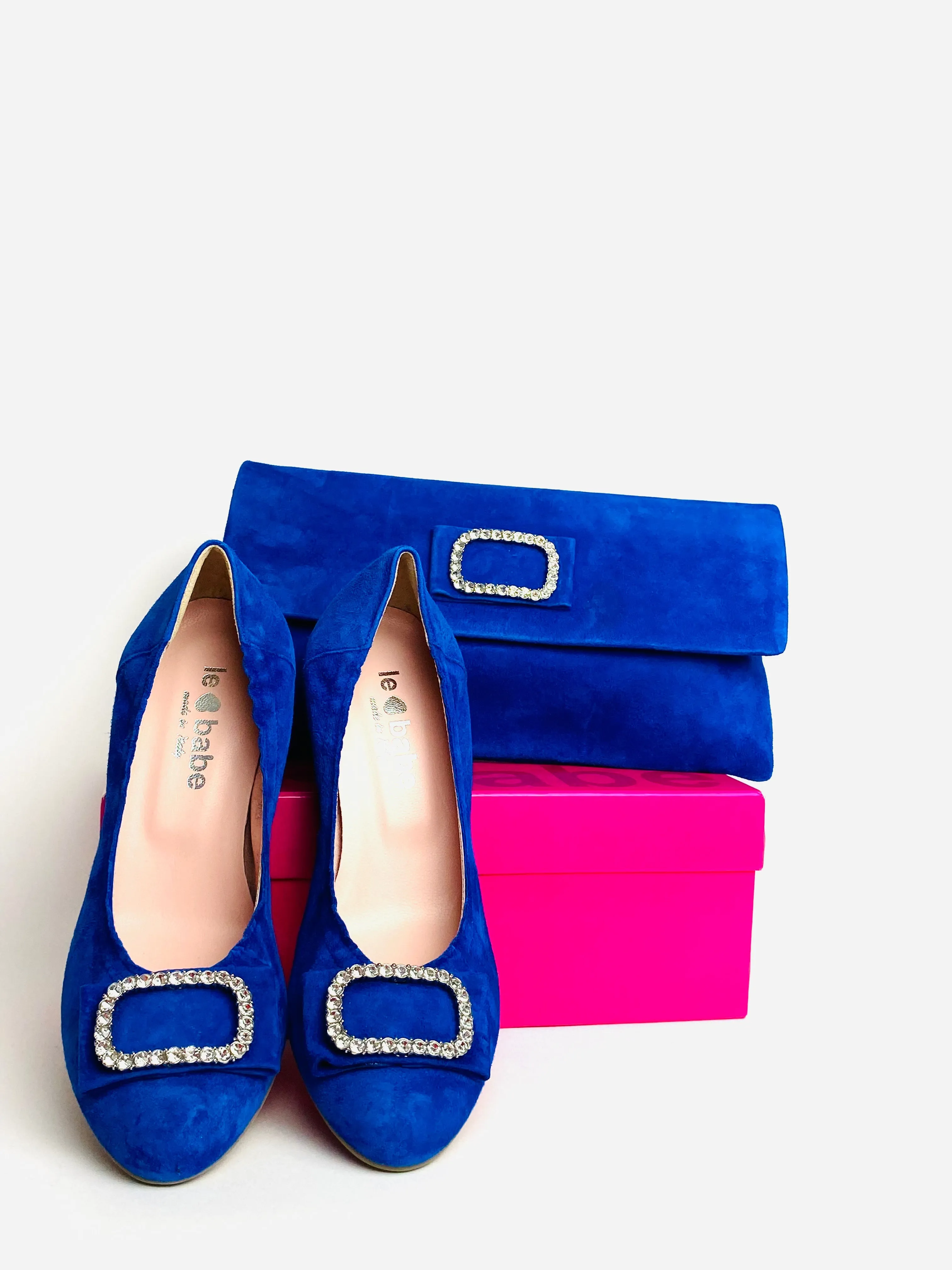 Le Babe - 3037S3 Blue Diamonte Kitten Heel Court*