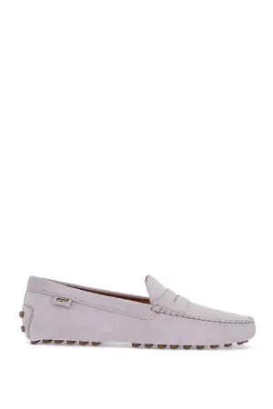 light grey suede leather driving moccasin XXW22L00010RE0 LILAC ASH