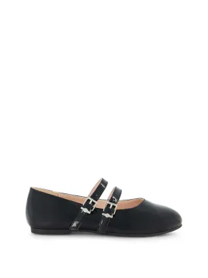 Little Girls' Amy Double Strap Ballet Flat in Black