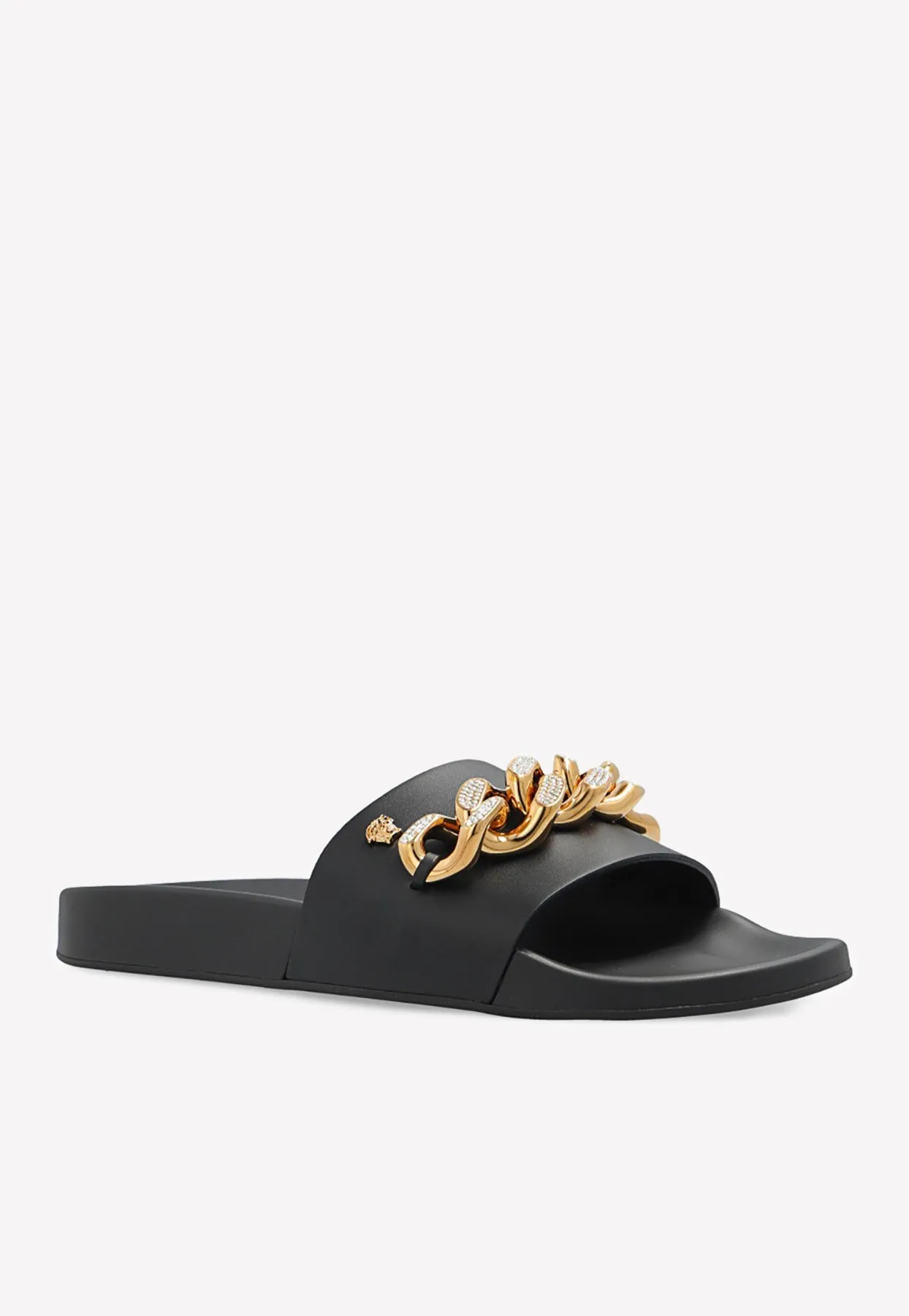 Medusa Chain Slippers in Leather