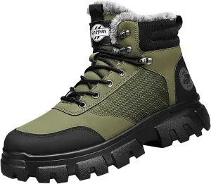 Mens Work Boots Slip On Hiking Sneakers Women's Slip On Warm Womens Working Shoes Steel Toe Slip On Platform Shoes Lightweight Comfortable Hike Grounded Footwear